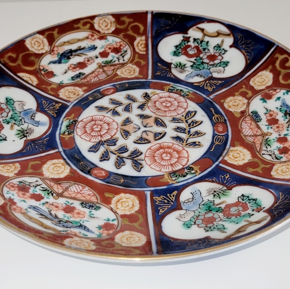 Vintage Gold Imari Plate 7" Red Green Gold Floral Vintage Imari Serveware - Picture 2 of 5